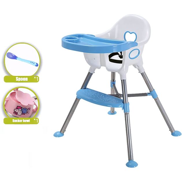 Chaise haute 4 en 1 portative avec ceinture et pieds antidérapants